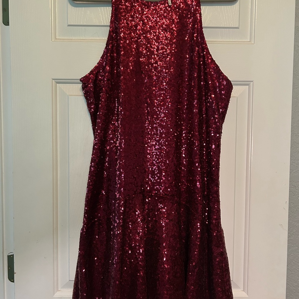 Free People Radiant Red Sequin Mini Dress